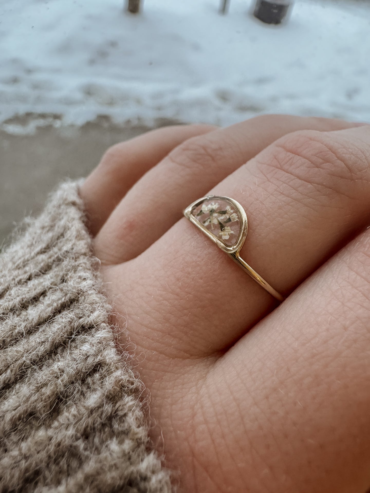 Queen Ann’s Lace Semicircle Ring - Gold Filled